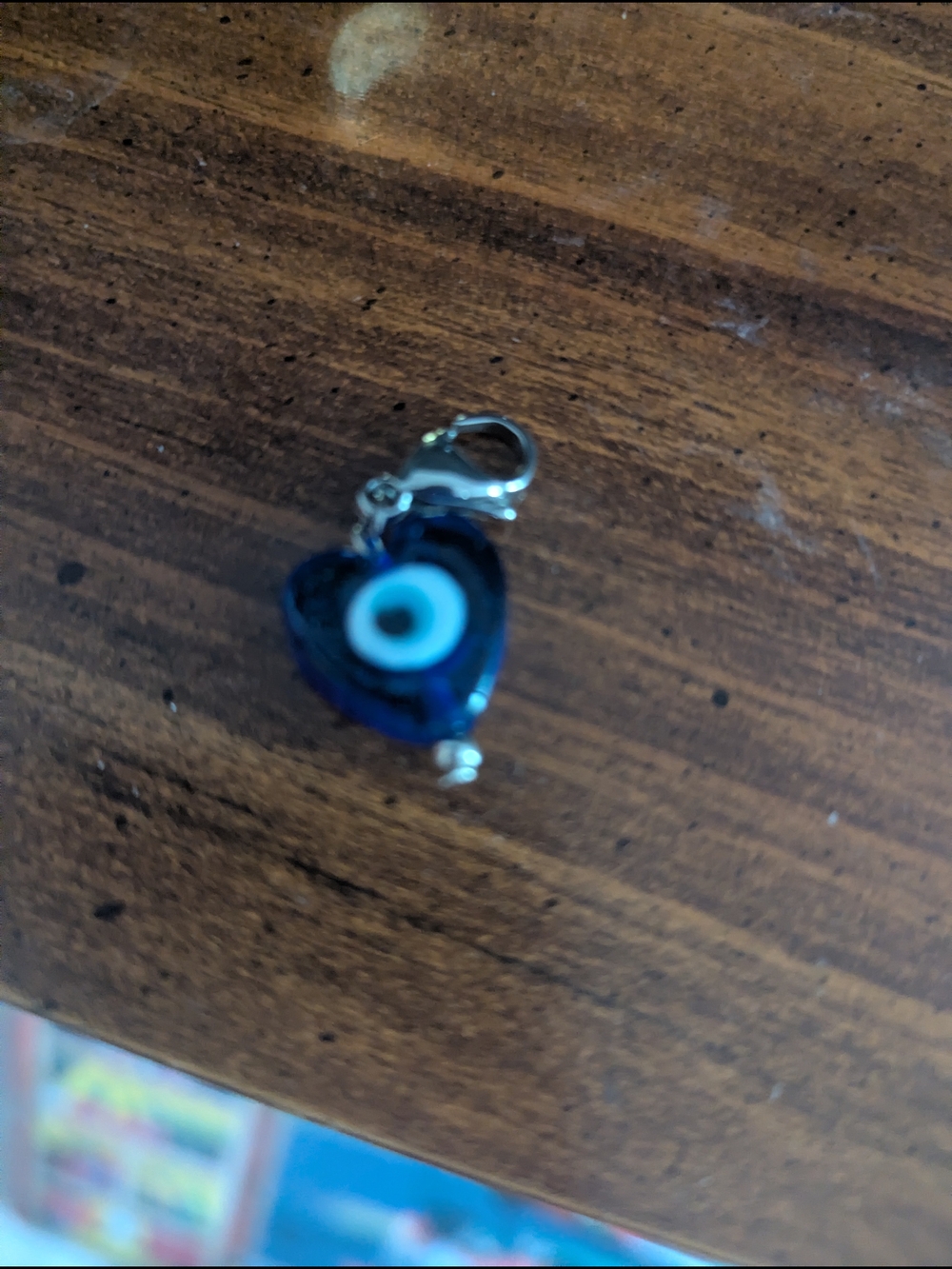 Heart Evil Eye Charm Pendant in Blue